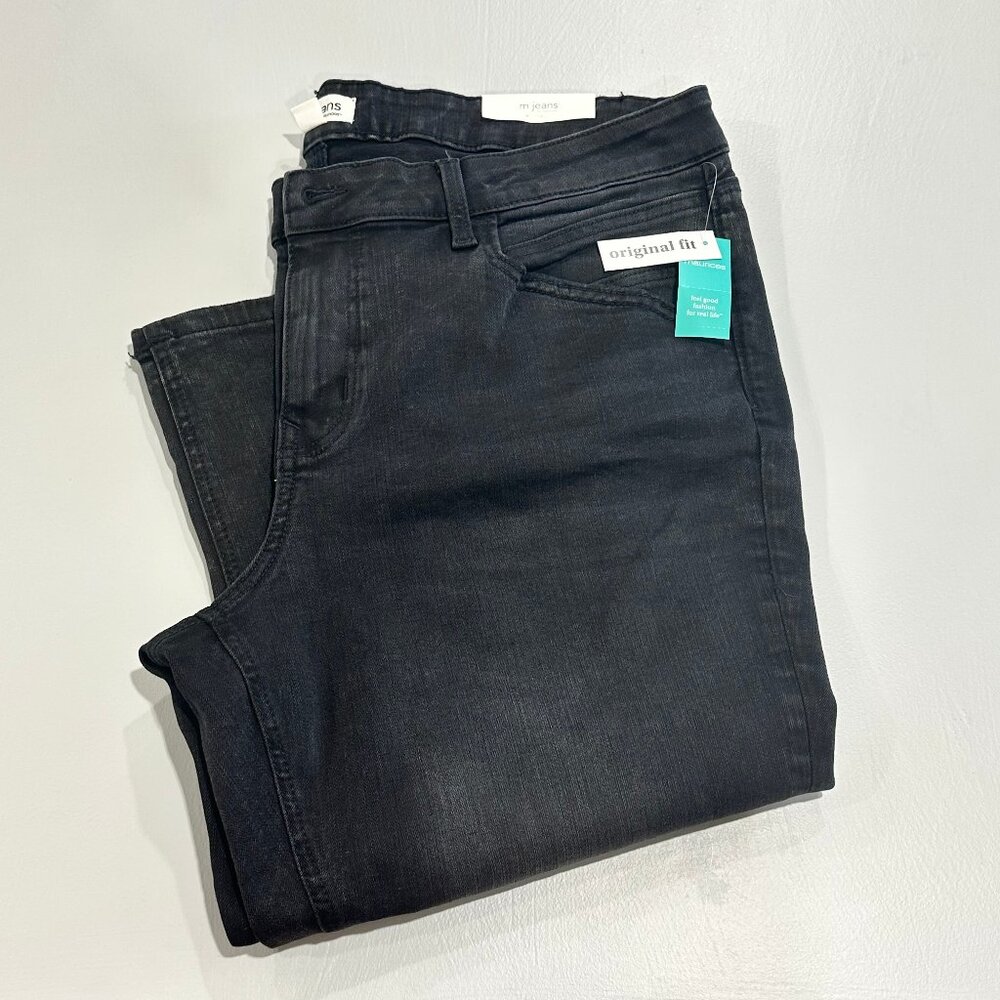 Black Mid Rise Skinny Crop Jeans 20w